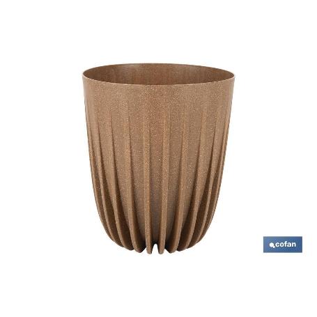 MACETA CON FILTRO DE DRENAJE A RAYAS COLOR MARRÓN WPC Ø 190 X 226 MM 2,4 L VENTA UNITARIA