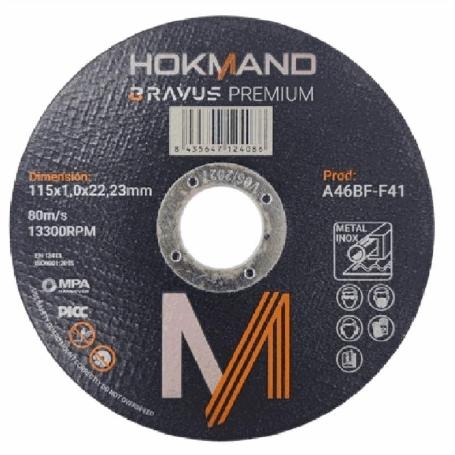 DISCO CORTAR INOXIDABLE HOKMAND 115X1X22 BRAVUS PREMIUM