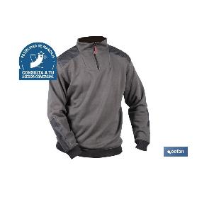 SUDADERA CUELLO CREMALLERA 280GMS/M GRIS-NEGRO T-XXXL