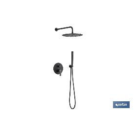 CONJUNTO DE DUCHA EMPOTRADA MONOMANDO REDONDA NEGRO MATE