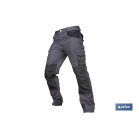 PANTALÓN DE TRABAJO HEIMDALL ELASTANO 280 G/M2 GRIS OSCURO CON DETALLES NEGROS TALLA 50