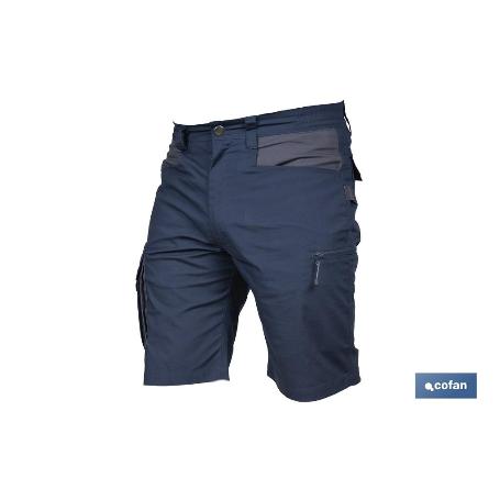 BERMUDAS DE TRABAJO TYR ELASTANO 215 G/M2 AZUL MARINO CON DETALLES GRISES TALLA 42