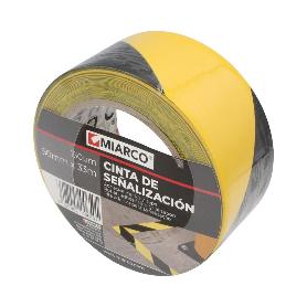CINTA SEÑALIZACION AMARILLA Y NEGRA 50MMX33MT ROLLO 33 M