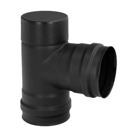 TE CON TAPA ESTUFA PELLET VITRIFICADO Ø80 MM  90°