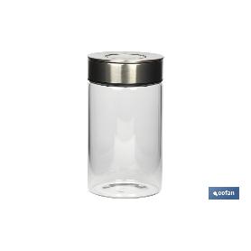 FRASCO BOROSILICATO+ACERO MODELO CICER 1000 ML 18.5 X 10 CM