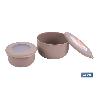 SET DE 3 RECIPIENTES REDONDOS CON TAPA 100 ML, 250 ML, 500 ML