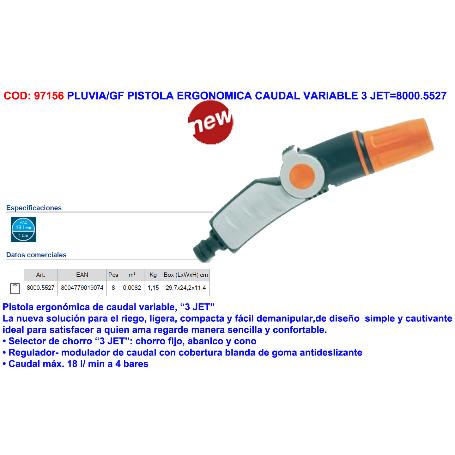 PLUVIA-GF FINSTOCK PISTOLA ERGONOMICA CAUDAL VARIABLE 3 JET 5527