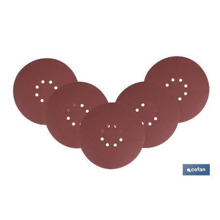 HOJA DE LIJADO LIJADORA PARED Y TECHO 8 AGUJEROS Ø225 MM G 60   CAJA 5 UNID.