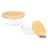 SET DE 2 RECIPIENTES DE BOROSILICATO CON TAPA DE BAMBÚ MODELO PANDA 620 ML - 950 ML