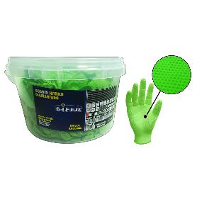 GUANTE SIFER NITRILO 9,5GR 8M DIAMAN-VERDE-CAIMAN CUBO 150U T-L