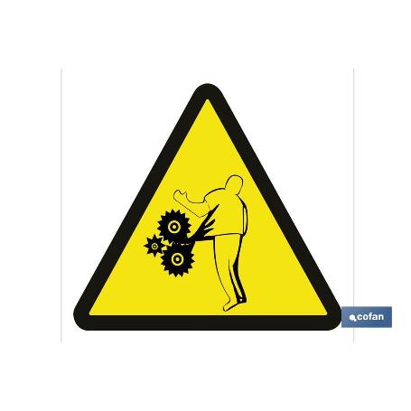 SEÑAL ADHESIVA 105X105MM. PELIGRO ATRAPAMIENTOS