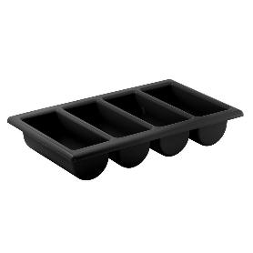 CONTENEDOR CUBERTERO 4 COMPARTIMENTOS DISPENSADOR DE CUBIERTOS GASTRONORM GN 1/1 NEGRO APS