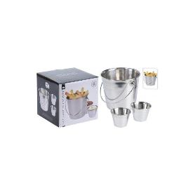 JUEGO 3 CUBOS ACERO INOX PARA SERVIR PATATAS Y APERITIVOS A12405130