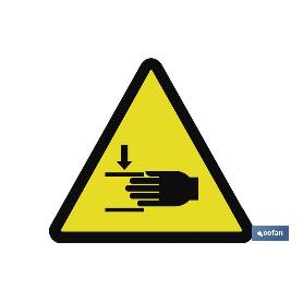 SEÑAL ADHESIVA 148X148MM. PELIGRO ATRAPAMIENTO