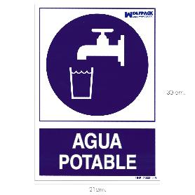 CARTEL AGUA POTABLE 30X21CM.