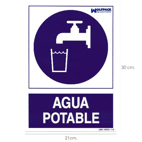 CARTEL AGUA POTABLE 30X21CM.