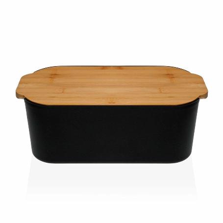 PANERA PLASTICO + TABLA CORTAR BAMBU NEGRA