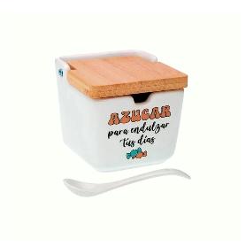 AZUCARERO + CUCHARA CERAMICA 8,8X8,8X8,5 CM