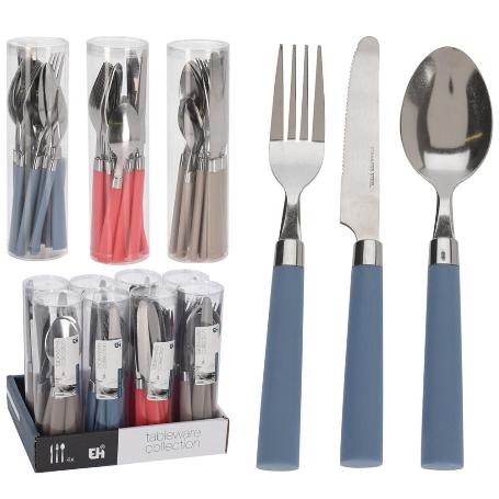 CUBERTERIA MANGO PLASTICO 12 PIEZAS SURTIDA