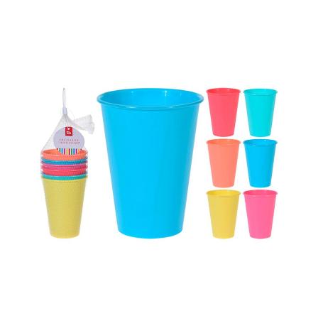 VASOS PLASTICO 400 ML COLORES 6 PIEZAS