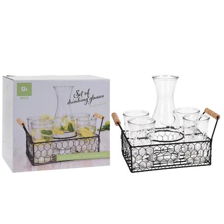 CESTA + 4 VASOS + JARRA