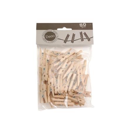 PINZAS ROPA MADERA 25 MM 50 PIEZAS