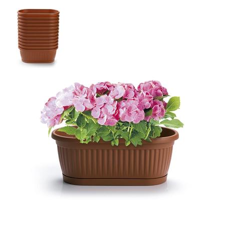 JARDINERA MINI CON PLATO 22X11,5X8,5CM MARRON