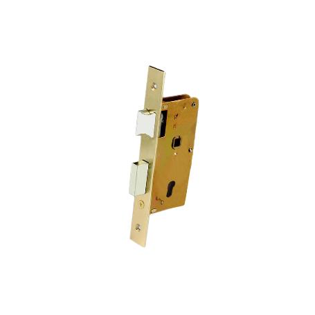 CERRADURA DE EMBUTIR + CERRADERO D47 E60 DE LATÓN (PUERTAS DE MADERA)