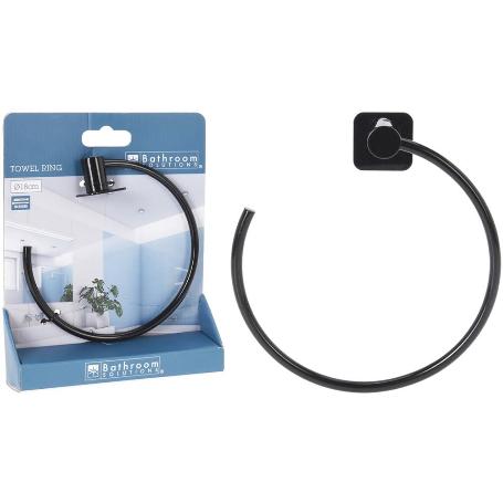 TOALLERO ANILLA METAL NEGRO 18 CM