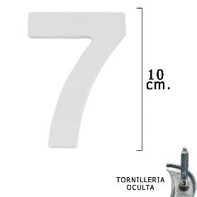 NUMERO METAL 7 PLATEADO MATE 10 CM. CON TORNILLERIA OCULTA (BLISTER 1 PIEZA)