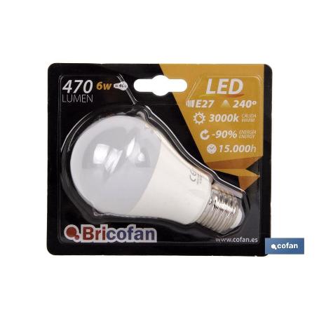 BOMBILLA LED 6W CLASIC 240º 470LM 3000K