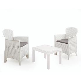 TRESILLO AKITA COJINES BLANCO 3 PIEZAS