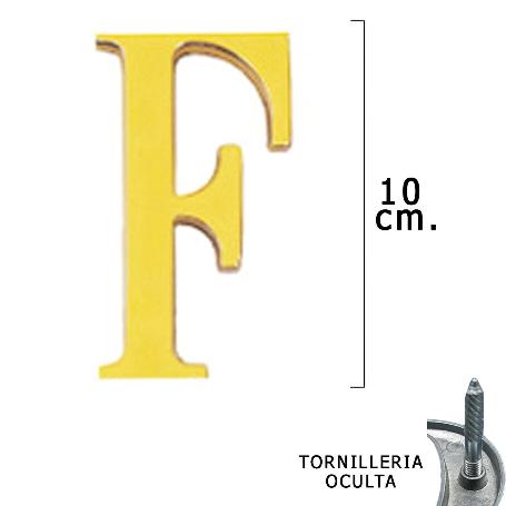 LETRA LATÓN F 10 CM. CON TORNILLERIA OCULTA (BLISTER 1 PIEZA)