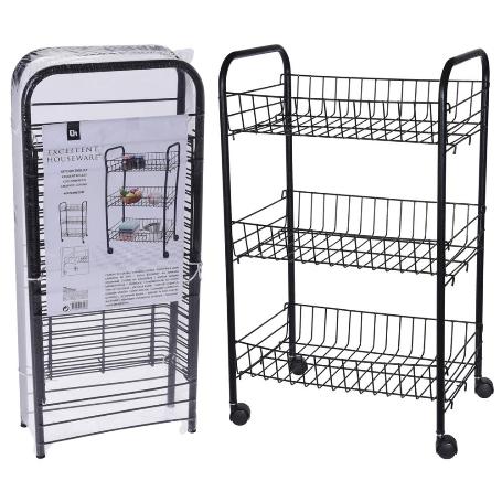 VERDULERO 3 PISOS METAL NEGRO