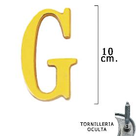 LETRA LATÓN G 10 CM. CON TORNILLERIA OCULTA (BLISTER 1 PIEZA)