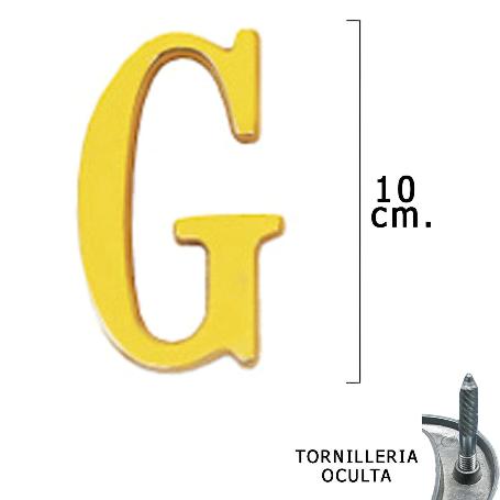 LETRA LATÓN G 10 CM. CON TORNILLERIA OCULTA (BLISTER 1 PIEZA)