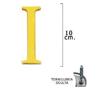 LETRA LATÓN I 10 CM. CON TORNILLERIA OCULTA (BLISTER 1 PIEZA)