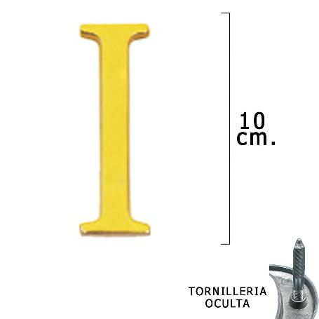 LETRA LATÓN I 10 CM. CON TORNILLERIA OCULTA (BLISTER 1 PIEZA)