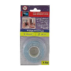 CINTA ADHESIVA 2 CARAS RESISTENTE AL AGUA BLANCA 19MMX1.5MT