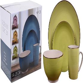 VAJILLA LOZA VALENCIA VERDE 16 PIEZAS