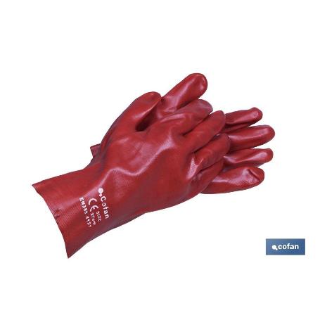 BLÍSTER DE GUANTE DE PVC ROJO 27 CM VENTA UNITARIA