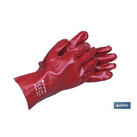 GUANTE PVC ESTANCO ROJO DE 35 CMS.   CAJA 12 UNID.