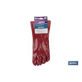 GUANTE PVC ESTANCO ROJO DE 35 CMS.   CAJA 12 UNID.