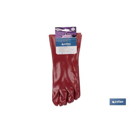 GUANTE PVC ESTANCO ROJO DE 35 CMS.   CAJA 12 UNID.