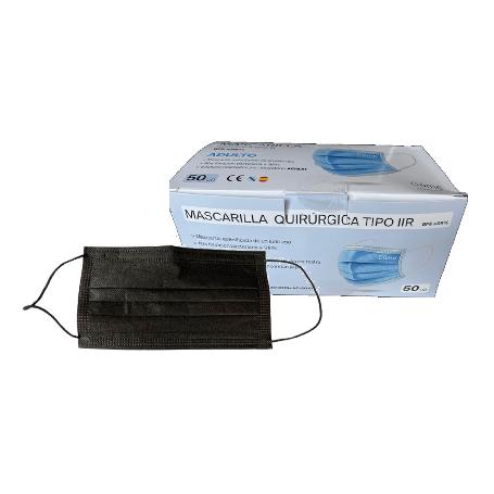 MASCARILLA QUIRURGICA NEGRA ADULTO CAJA 50 UND