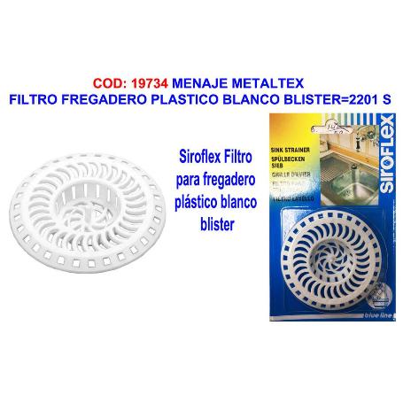 BAJA MENAJE METALTEX FILTRO FREGADERO PLASTICO BLANCO BLI 2201 S