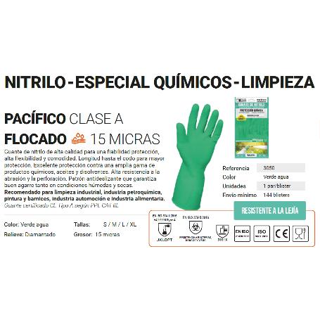 Guante sifer quiminico nitrilo 15µ flocad clase a pacifico t-s-7