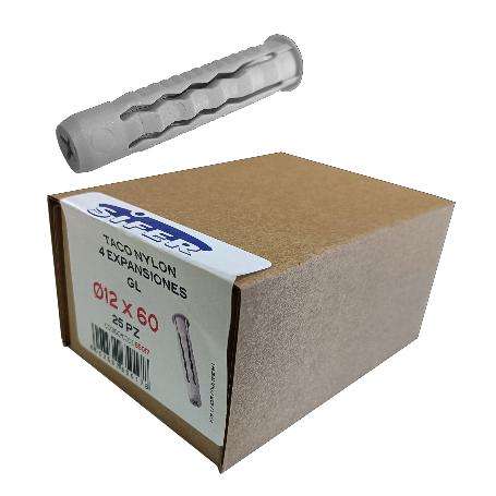SIFER TACO NYLON SX 4 EXPANSIONES GL 12X60 CAJA 25 UND TGX1260