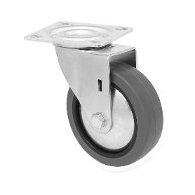 RUEDA MOBILIARIO 60 Ø GOMA GRIS PLACA 46X46 50 KG 18H0340