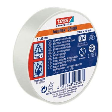 TESA CINTA AISLANTE HOMOLOGADA BLANCA 20MX19MM 53988